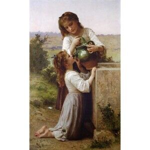 At the Fountain by William Adolphe Bouguereau Poster
